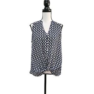 West Kei‎ Medium Sleeveless Blue and White Twist Front Top